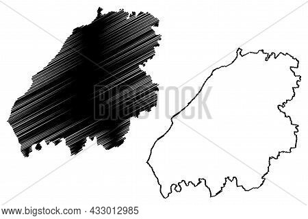 Aurangabad District (bihar State, Magadh Division, Republic Of India) Map Vector Illustration, Scrib