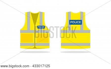 Police Vest Safety Jacket White Vector. Security Police Safety Jacket Icon