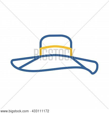 Woman Summer Hat Vector Icon. Girl Beach Sunhat. Summer Sign. Graph Symbol For Travel And Tourism We
