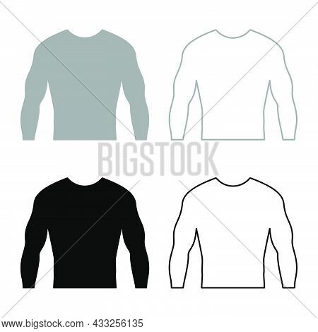 Rashguard Long Sleeves Top Set Icon Grey Black Color Vector Illustration Flat Style Simple Image
