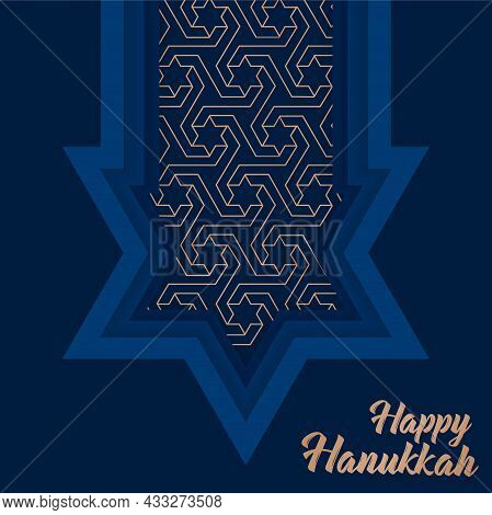 Happy Hanukkah. Background Vector. Jewish Holiday. Greeting Card For Your Friends.