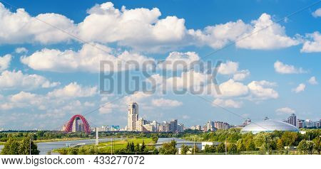 Panorama Of Moscow In Summer, Russia. Scenery Of Krylatskoye District In Moscow City Northwest. Scen