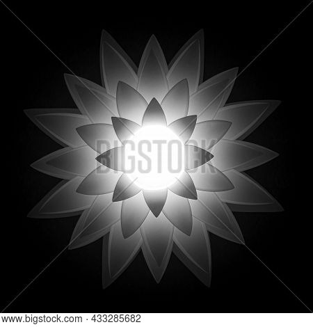 Repeating Geometric Abstract Flower Black And White