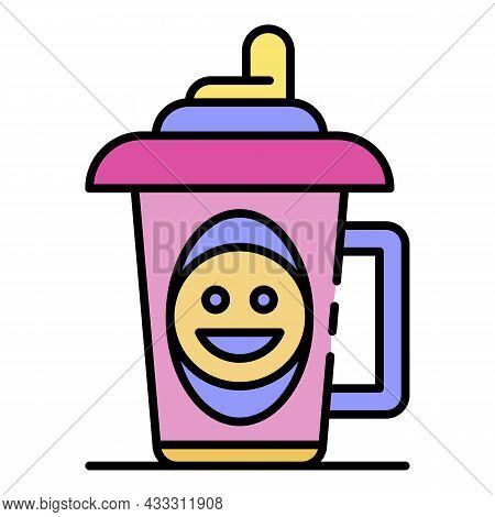 Emoji Sippy Cup Icon. Outline Emoji Sippy Cup Vector Icon Color Flat Isolated