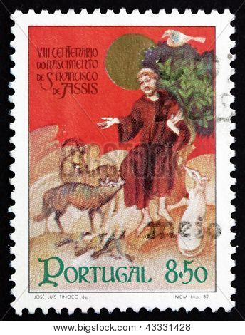Frimærke Portugal 1982 St. Frans af Assisi med dyr