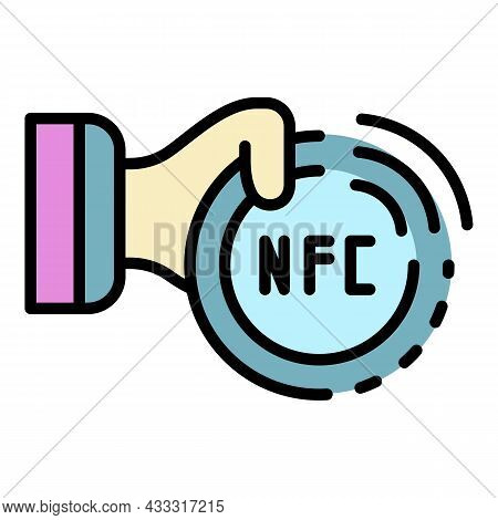 Nfc Technology Icon. Outline Nfc Technology Vector Icon Color Flat Isolated
