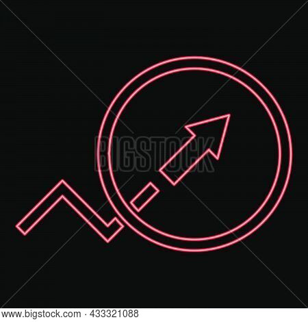 Neon Trend Or Growht Sign Red Color Vector Illustration Flat Style Light Image