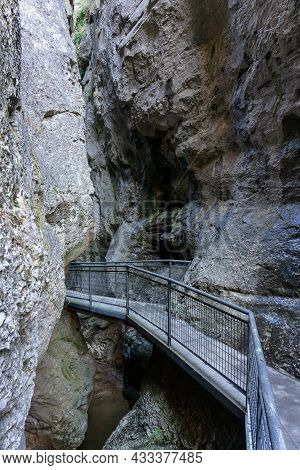View Of The Yecla Gorge And Its Walkway In Burgos, Spain