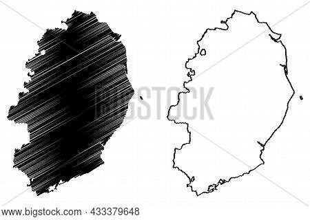Bhavnagar District (gujarat State, Republic Of India) Map Vector Illustration, Scribble Sketch Gohil