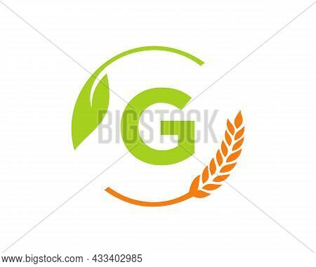 Agriculture Logo On G Letter Concept. Agriculture And Farming Logo Design. Agribusiness, Eco-farm An