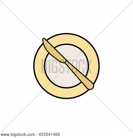 Bread Plate, Batter Knife Colored Icon. Can Be Used For Web, Logo, Mobile App, Ui, Ux