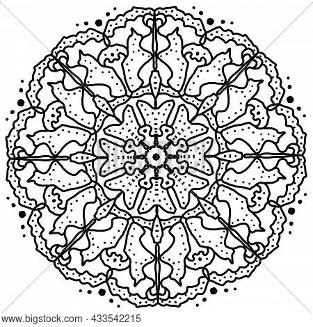 Ornamental Round Floral Pattern, Circle Lace Background
