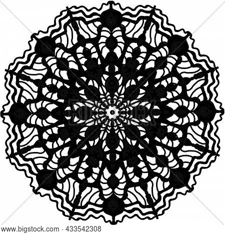 Ornamental Round Floral Pattern, Circle Lace Background