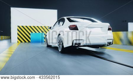 Generic 3d Car Crash Test. Car Destruction. 3d Rendering.