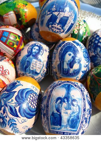 Easter eggs with Jesus Christ's image