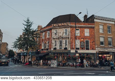 London, Uk - September 03, 2021: View From The Road Of Trumans The Golden Heart Pub In East End Of L