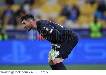 Kyiv, Ukraine - September 14, 2021: Goalkeeper Denys Boyko Of Dynamo Kyiv In Action During The Uefa 
