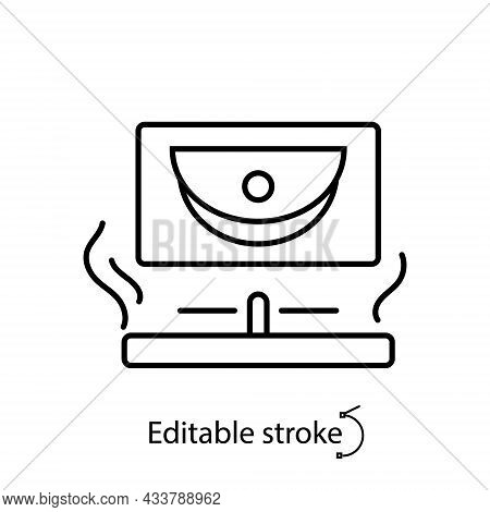 Coffee Roaster Outline Icon. Professional Technology For Beans Processing. Customizable Linear Conto