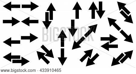 Black Arrows Icon Collection. Different Direction. Navigation Pointer. Cursor Emblem. Vector Illustr