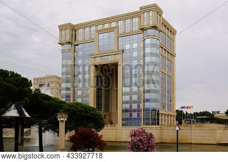 Montpellier , Occitanie  France - 09 05 2021 : Montpellier Occitanie Hotel De Region Facade Building