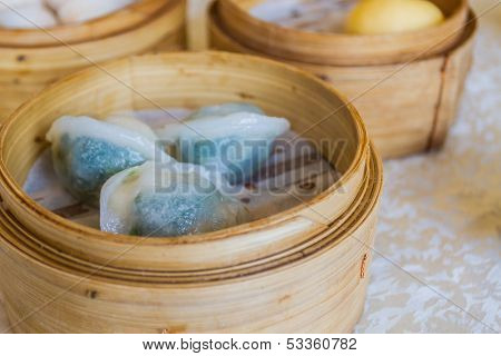 Dumpling In Bamboo Basket.
