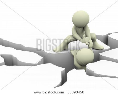 3D Earth Crack And Helping Man