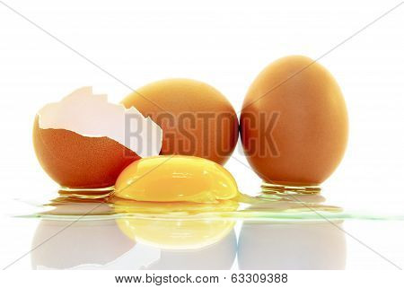 The Shell Of An Egg,the Egg,egg Yolk,isolated On White Background.