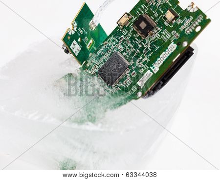 Frozen Electonics Board For Pc In Ice