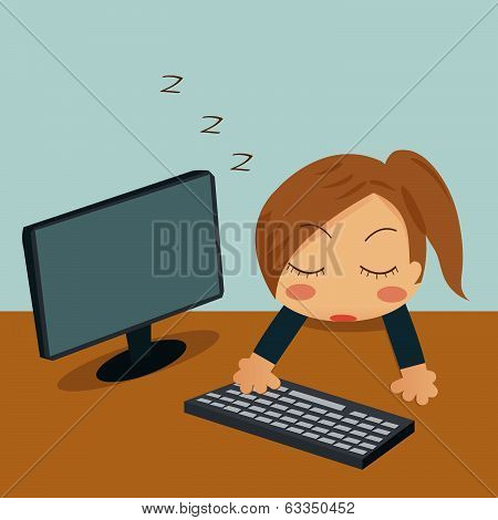 Businesswoman Sleeping In Her Office