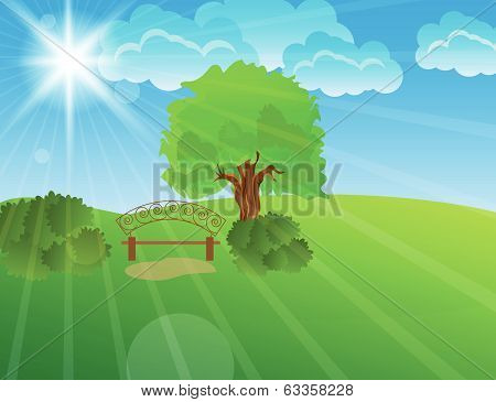 Meeting place in nature / vector background illustration