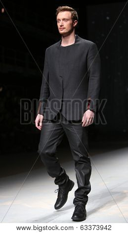 ZAGREB, CROATIA - APRIL 10 : Fashion model wears clothes made by Maja Podrug for Mayn on 