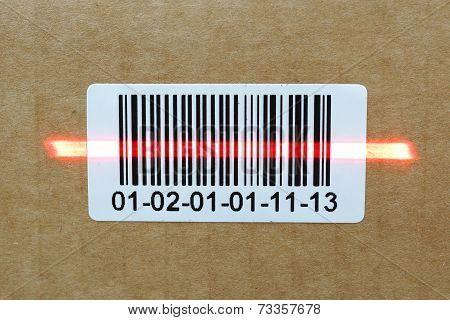 Bar Code With Laser On Carton Box