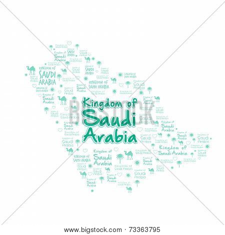 Saudi Arabia Map with Beautiful Pattern