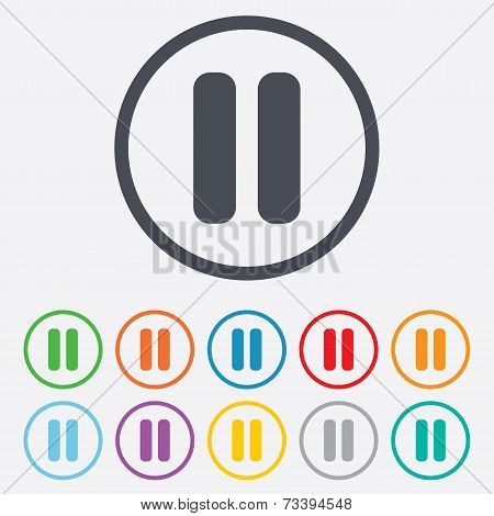 Pause sign icon. Player navigation button.