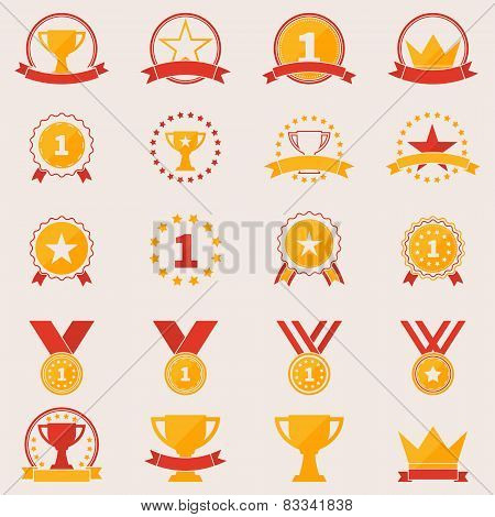 Set of awards and victory icons