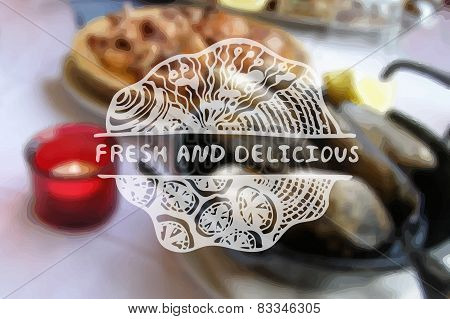 Detailed hand drawn zentangle element on blurred backgroound