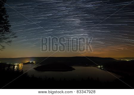 Star Trails Above Lake