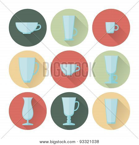 Set Of Cups And Glasses For Coffee