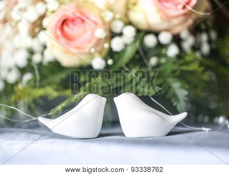 Ornaments on a table at a wedding reception