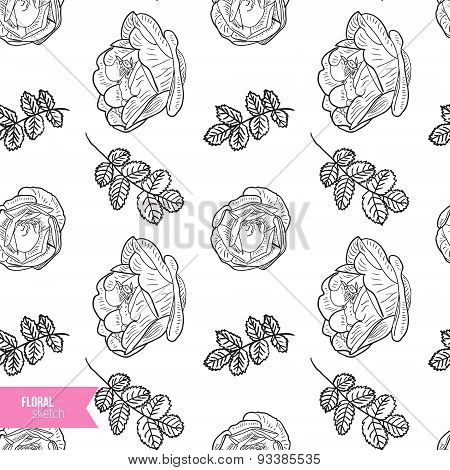 Briar rose sketch seamless