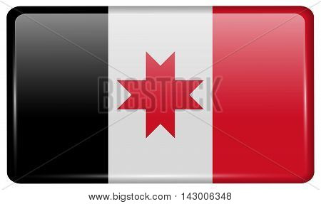 Flags Udmurtia In The Form Of A Magnet On Refrigerator With Reflections Light. Vector