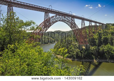Viaduct of Garabit by Eiffel in Auvergne region.