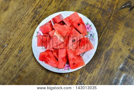 Watermelon slices in the bowl Thai style