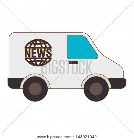 news van vehicle journalism  press report connection reportage vector illustration isolated