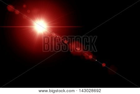 Digital lens flare in black background horizontal frame red and black abstract background