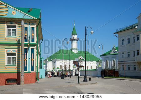 KAZAN, RUSSIA - MAY 02, 2016 : Al-Mardzhani Mosque on the street Kayum Nasyri in the Old Tatar Sloboda sunny may day. Religious landmark  of the city Kazan, Tatarstan