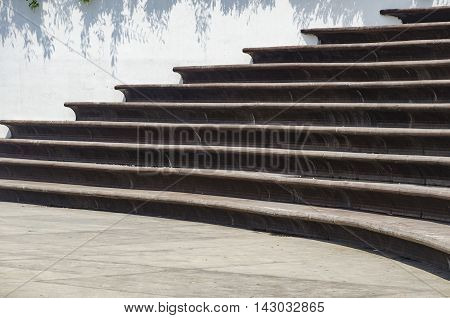 Stairs Architecture background. flat and circular staircase that surrounds a large area