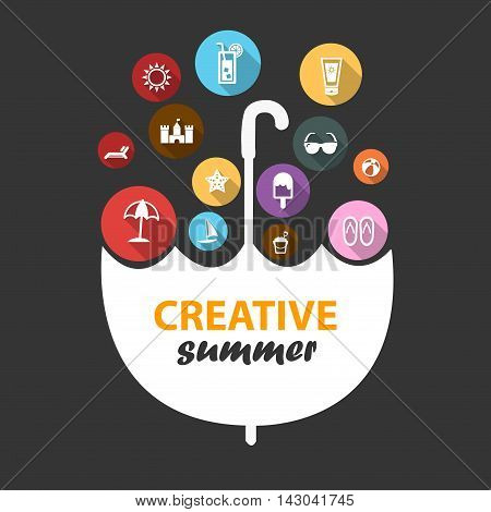 Creative Summer / umbrella  and Summer icon