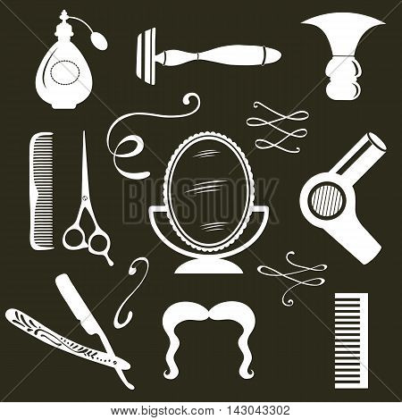 Vintage barber shop objects collection. Illustration in vector format