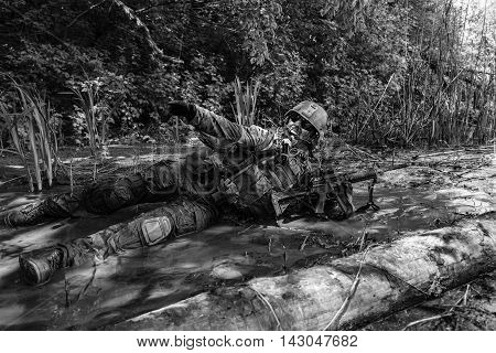 Green Berets US Army Special Forces Group soldier in action